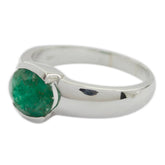 Katharina Green Solitaire Gemstone Ring in Silver